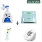 Omron Nebulizer + Blood Pressure Monitor + Body Composition Monitor + Forehead Thermometer
