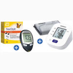 Omron M2 HEM-7143-E + Freestyle Blood Glucose Monitor + Freestyle Lite Strips