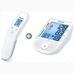 Beurer Talking Upper Arm Blood Pressure Monitor BM 49 + Non-Contact Clinical Thermometer FT 90