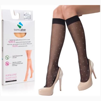 Bonny Silver Lady Knee Socks ( Free Size - Black Color)