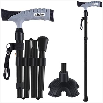 WOLLEX Lightweight Adjustable Folding Cane with T Handle W927